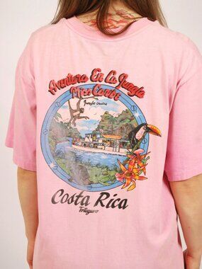 80s Costa Rica T-Shirt (XL) pink vintage single stitch retro island tropical